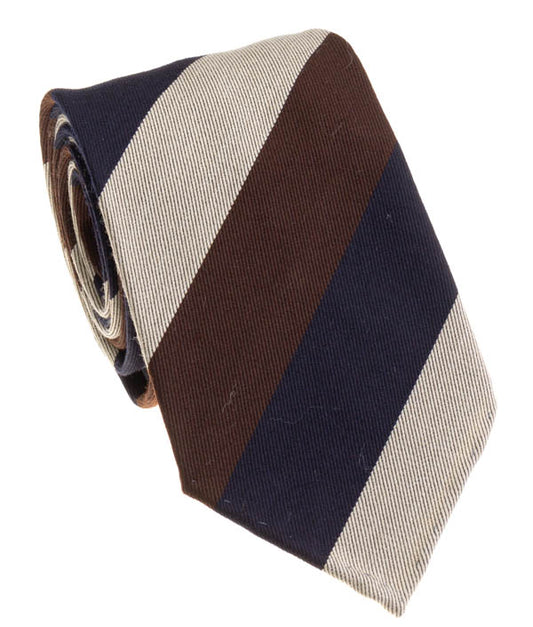 Blue/White/Brown Bold Stripe Tie