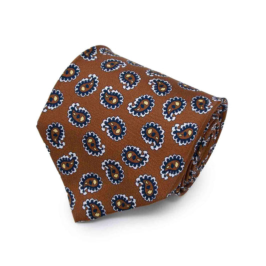 Brown Paisley Silk Tie